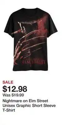 Game Stop Nightmare on Elm Street Unisex Graphic Short Sleeve T-Shirt offer