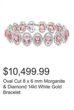 Costco Oval Cut 8 x 6 mm Morganite & Diamond 14kt White Gold Bracelet offer