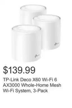 Costco TP-Link Deco X60 Wi-Fi 6 AX3000 Whole-Home Mesh Wi-Fi System, 3-Pack offer