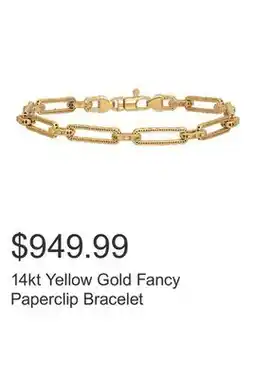 Costco 14kt Yellow Gold Fancy Paperclip Bracelet offer
