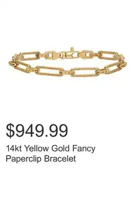 Costco 14kt Yellow Gold Fancy Paperclip Bracelet offer