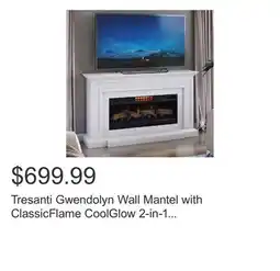 Costco Tresanti Gwendolyn Wall Mantel with ClassicFlame CoolGlow 2-in-1 Electric Fireplace and Fan offer