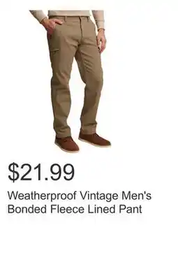 Costco Weatherproof Vintage Men's Bonded Fleece Lined Pant offer