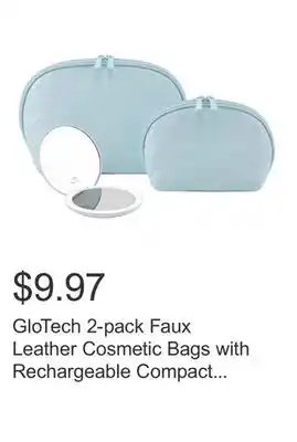 Costco GloTech 2-pack Faux Leather Cosmetic Bags with Rechargeable Compact Mirror offer