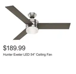 Costco Hunter Exeter LED 54 Ceiling Fan offer