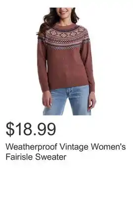 Costco Weatherproof Vintage Women's Fairisle Sweater offer
