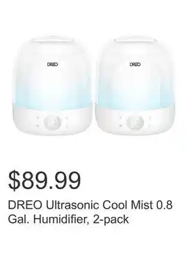 Costco DREO Ultrasonic Cool Mist 0.8 Gal. Humidifier, 2-pack offer