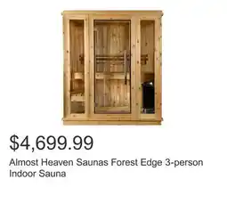 Costco Almost Heaven Saunas Forest Edge 3-person Indoor Sauna offer
