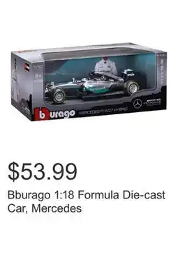 Costco Bburago 1:18 Formula Die-cast Car, Mercedes offer