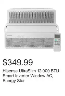 Costco Hisense UltraSlim 12,000 BTU Smart Inverter Window AC, Energy Star offer