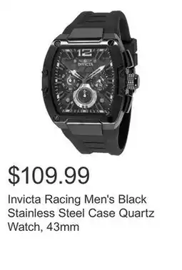 Costco Invicta Racing Men's Black Stainless Steel Case Quartz Watch, 43mm offer