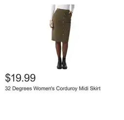 Costco 32 Degrees Women's Corduroy Midi Skirt offer