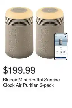 Costco Blueair Mini Restful Sunrise Clock Air Purifier, 2-pack offer