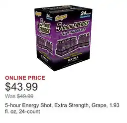 Costco 5-hour Energy Shot, Extra Strength, Grape, 1.93 fl. oz, 24-count offer