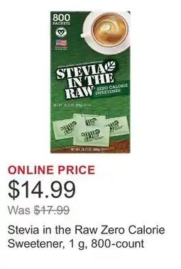 Costco Stevia in the Raw Zero Calorie Sweetener, 1 g, 800-count offer