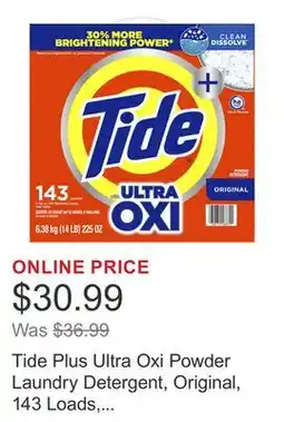 Costco Tide Plus Ultra Oxi Powder Laundry Detergent, Original, 143 Loads, 225 oz offer