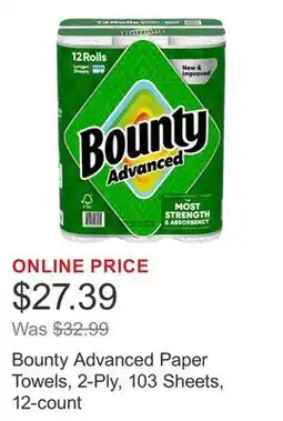 Costco Bounty Advanced Paper Towels, 2-Ply, 103 Sheets, 12-count offer