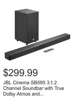 Costco JBL Cinema SB595 3.1.2 Channel Soundbar with True Dolby Atmos and Wireless Subwoofer offer