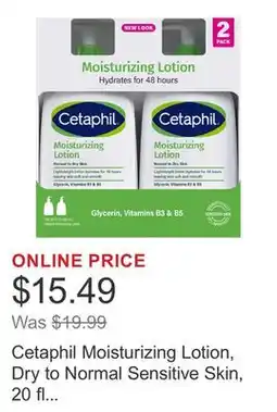 Costco Cetaphil Moisturizing Lotion, Dry to Normal Sensitive Skin, 20 fl oz, 2-count offer