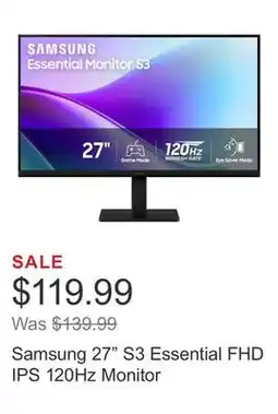 Costco Samsung 27 S3 Essential FHD IPS 120Hz Monitor offer