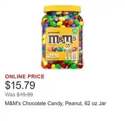 Costco M&M's Chocolate Candy, Peanut, 62 oz Jar offer