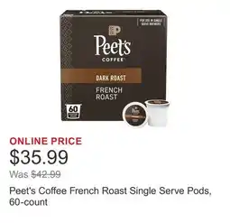 Costco Peet's Coffee French Roast Single Serve Pods, 60-count offer