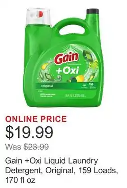 Costco Gain +Oxi Liquid Laundry Detergent, Original, 159 Loads, 170 fl oz offer