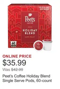 Costco Peet's Coffee Holiday Blend Single Serve Pods, 60-count offer