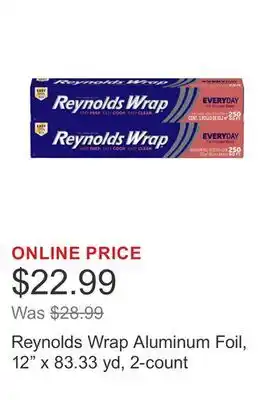Costco Reynolds Wrap Aluminum Foil, 12 x 83.33 yd, 2-count offer