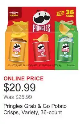 Costco Pringles Grab & Go Potato Crisps, Variety, 36-count offer