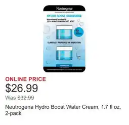 Costco Neutrogena Hydro Boost Water Cream, 1.7 fl oz, 2-pack offer