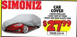 Ollie's SIMONIZ CAR COVER offer