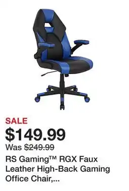 Office Depot RS Gaming RGX Faux Leather High-Back Gaming Office Chair, Black/Blue, BIFMA Compliant offer