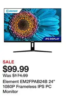 Office Depot Element EM2FPAB24B 24 1080P Frameless IPS PC Monitor offer