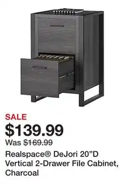 Office Depot Realspace DeJori 20D Vertical 2-Drawer File Cabinet, Charcoal offer
