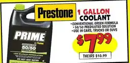Ollie's PRESTONE 1 GALLON COOLANT offer