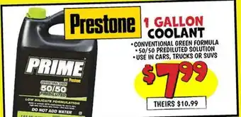 Ollie's PRESTONE 1 GALLON COOLANT offer