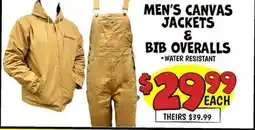 Ollie's MEN'S CANVAS JACKETS BIB OVERALLS offer