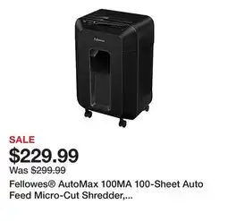 Office Depot Fellowes AutoMax 100MA 100-Sheet Auto Feed Micro-Cut Shredder, Black, 4704001 offer