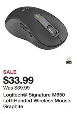 Office Depot Logitech Signature M650 Left-Handed Wireless Mouse, Graphite offer