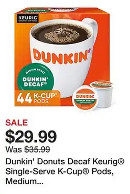 Office Depot Dunkin' Donuts Decaf Keurig Single-Serve K-Cup Pods, Medium Roast, Box of 44 K-Cup Pods offer