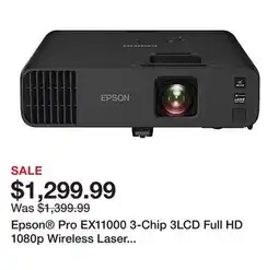 Office Depot Epson Pro EX11000 3-Chip 3LCD Full HD 1080p Wireless Laser Projector, V11HA72220 offer