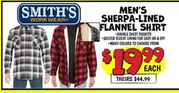 Ollie's SMITH'S WORK WEAR MEN'S SHERPA-LINED FLANNEL SHIRT offer