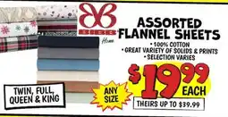 Ollie's ASSORTED FLANNEL SHEETS offer
