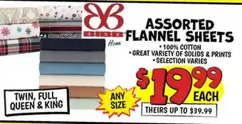 Ollie's ASSORTED FLANNEL SHEETS offer