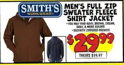 Ollie's SMITH WORK WEAR MEN'S FULL ZIP SWEATER FLEECE SHIRT JACKET offer