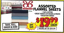 Ollie's ASSORTED BIBB FLANNEL SHEETS Home offer
