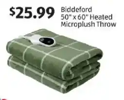 Aldi Biddeford 50"x0" Heated Microplush Throw offer