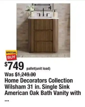 Home Decorators Collection Wilsham Single Sink American Oak Bath Vanity with