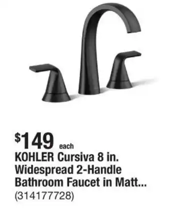 KOHLER Cursiva 8 in. Widespread 2-Handle Bathroom Faucet in Matt...